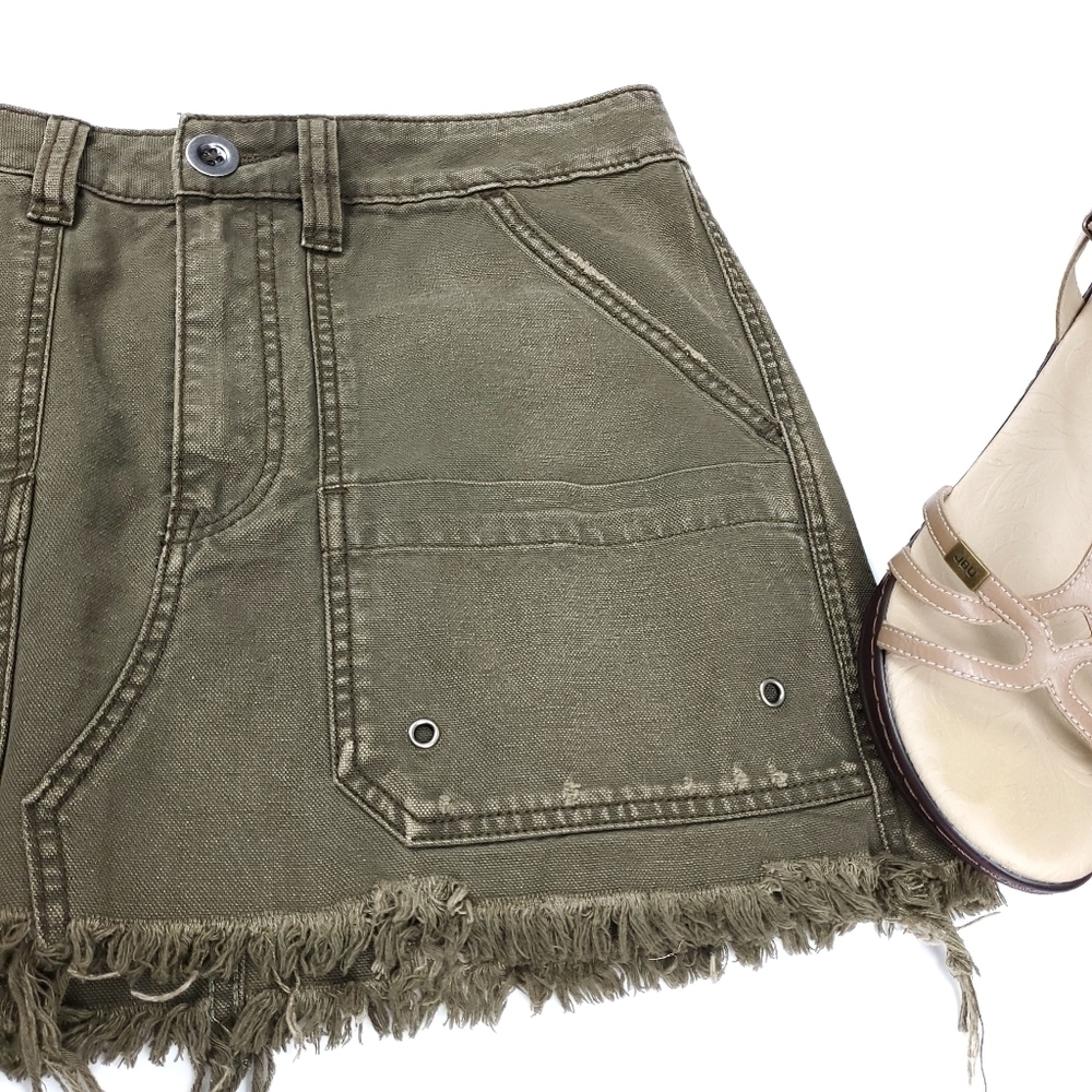 Free People Green Denim Jean Skirt Size 27 - Picture 2 of 8